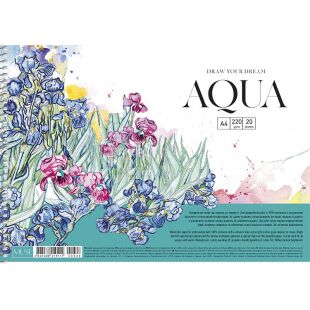 Школярик, 1 шт., Альбом на пружині для акварелі А4, 20 аркушів, 220 г/м2, в асортименті