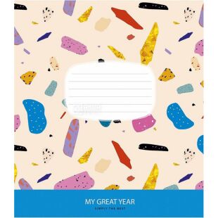 Школярик, 1 шт., Тетрадь на скобе в линию, 12 листов, в ассортименте