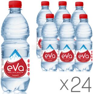 Acqua Eva, 0,5 л, Упаковка 24 шт., Аква Ева, Вода гірська, газована, ПЕТ