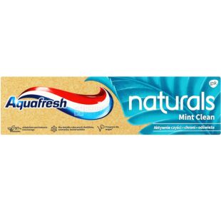 Aquafresh Naturals Mint Clean, 75 мл, Зубная паста с фтором, Мятное Очищение, с натуральными компонентами