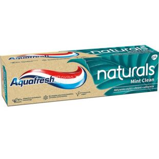 Aquafresh Naturals Mint Clean, 75 мл, Зубная паста с фтором, Мятное Очищение, с натуральными компонентами