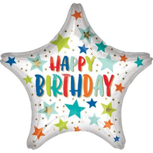 Angel Gifts, Шарик воздушный, Звезда Happy birthday, 45 х 45 см, фольга, в ассортименте