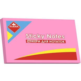 Klerk, 100 листов, Клерк, Стикеры для записей Неон, розовые, с клейким слоем, 76х50 мм 