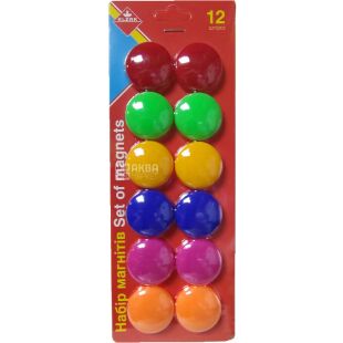 Klerk, 12 шт., Магніти для дошки кольорові, D 3 см