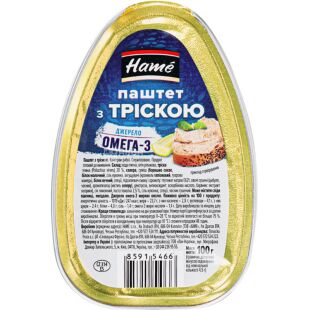 Hame, 100 г, Паштет з тріски, ж/б
