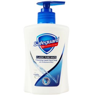 Safeguard, 225 мл, Мыло антибактериальное Сейфгард, Ослепительно Белое, с дозатором