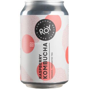 ROY Kombucha, 330 мл, Комбуча Малина, напиток ферментированный, органический, ж/б