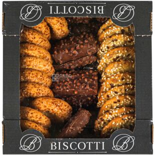 Biscotti Mix, 450 г, Бискотти Печенье Делицио Микс, Ассорти 3-х видов печенья