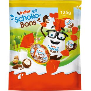Kinder Schoko-Bons, 125 г, Цукерки з молочного шоколаду і горіховою начинкою Кіндер Чоко-Бонс