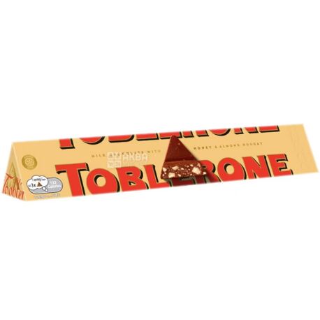 Toblerone, 100 г, Молочный шоколад, С нугой из меда и миндаля