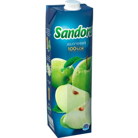 Sandora, Яблочный, 0,95 л, Сандора, Сок натуральный, 100%