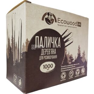 Ecowood, Мішалка дерев'яна преміум, 18 см, 1000 шт.