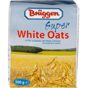 Bruggen Super White Oats, 500 г, Брюгген, Пластівці вівсяні