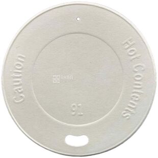 Ecoton, 50 шт., Кришка паперова для стаканів 400, 500 мл, біла, D 91 мм