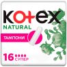 Kotex Natural Super, 16 шт., Тампоны гигиенические, органические, 4 капли