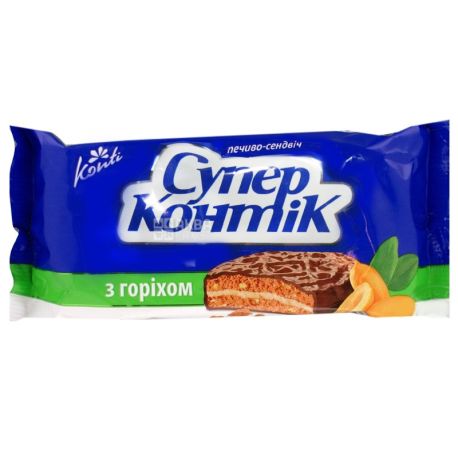 Супер-Контік, 100 г, печиво-сендвіч, З горіхом