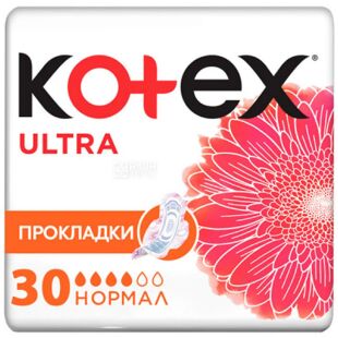 Kotex Ultra Normal, 30 шт., Прокладки гигиенические Котекс, 4 капли