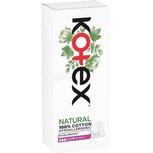 Kotex Natural Normal+, 18 шт., Прокладки ежедневные Экстра защита, 3 капли