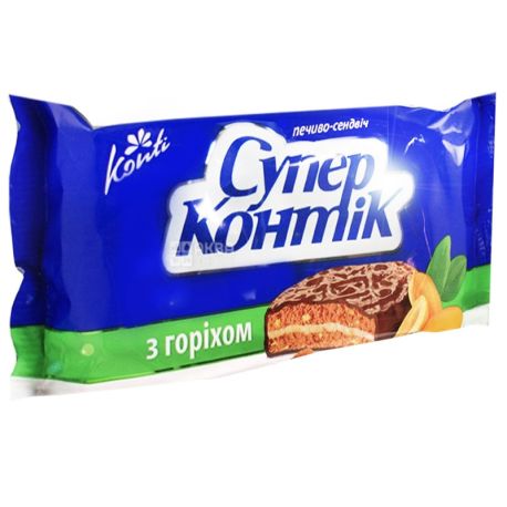 Супер-Контик, 100 г, печенье-сэндвич, С орехом