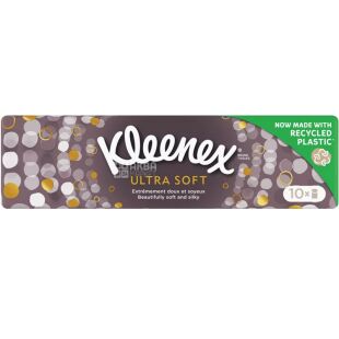 Kleenex Ultra Soft, Упаковка 10 шт. х 7 шт., Хусточки паперові Клінекс, чотирьохшарові