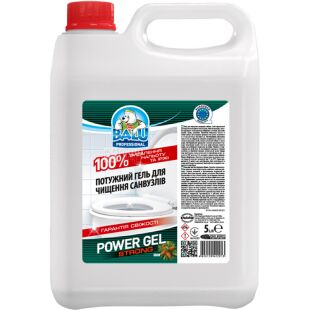 Balu Power Gel Strong, 5 л, Гель-концентрат для чистки санузлов, с ароматом Хвои, канистра