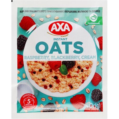 AXA, 40 g, Oatmeal, Instant cooking, With blackberry raspberries and cream, m / y