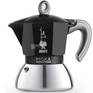 Bialetti Moka induction, Кофеварка гейзерная на 4 чашки, 150 мл, индукционная, черная