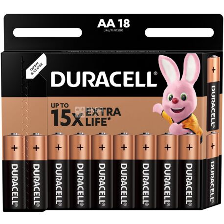 Duracell AA, 18 шт., 1,5 V, Батарейки щелочные, LR6
