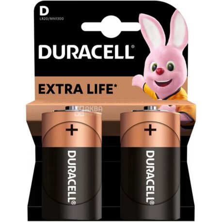 Duracell Type D x2 Alkaline Batteries