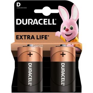Duracell D, 2 шт., 1.5 V, Батарейки щелочные LR20