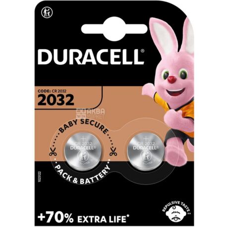 Duracell, Specialty DL2032 3V, 2 Pack, Lithium Coin Cell