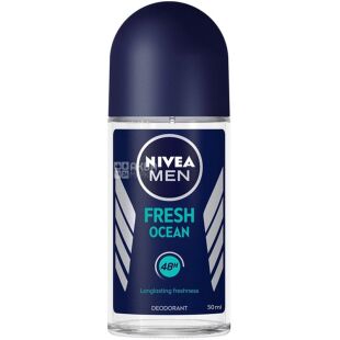 Nivea Fresh Ocean, 50 мл, Антиперспірант кульковий для чоловіків, Свіжість океану