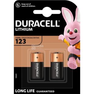 Duracell Lithium, 2 шт., 3 V, Літієві батарейки, CR123