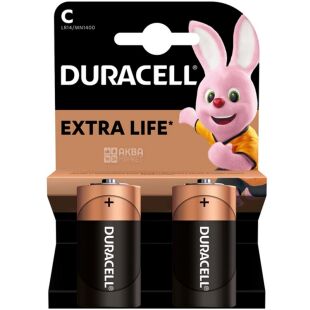 Duracell C, 2 шт., 1,5 V, Батарейки лужні LR14