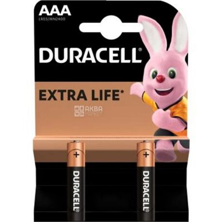 Duracell AAА, 2 шт., 1.5 V, Батарейки щелочные, LR03