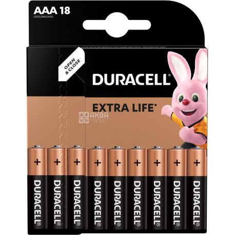 Duracell Much longer, AAA, 18 шт., 1.5 V, Батарейки лужні, LR03