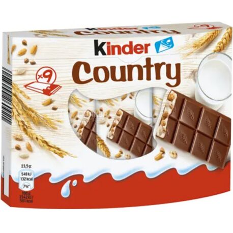 Kinder Country, 211.5 g, Kinder country chocolate bars with cereals - buy Kinder  chocolate in Kharkiv, water delivery AquaMarket