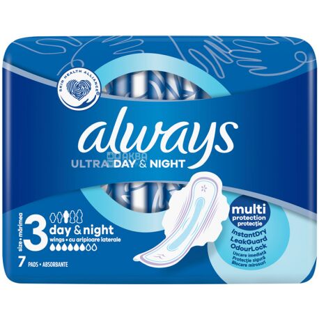 Always Ultra Night, 7 шт., Гігієнічні прокладки, 6 крапель
