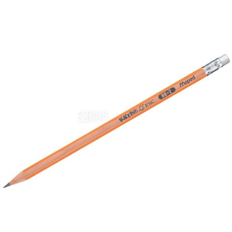 Maped, Black Peps, Карандаш графитовый HB, с ластиком
