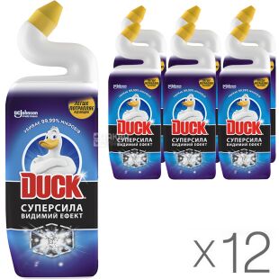 Duck, Супер сила, Видимий ефект 5в1, Упаковка 12 шт. х 500 мл, Засіб для чищення унітазів