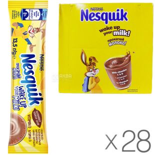 Nesquik Opti-start, стік, 13,5 г х 28 шт, Какао-напій, швидкорозчинний