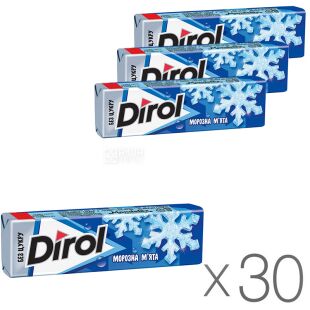 Dirol Fresh, Упаковка 30 шт. x 14 г, Дірол, Жувальна гумка, Морозна м'ята, без цукру 