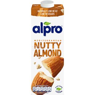 Alpro Nutty Almond, 1 л, Алпро, Миндальное молоко, оригинальное, низкокалорийное