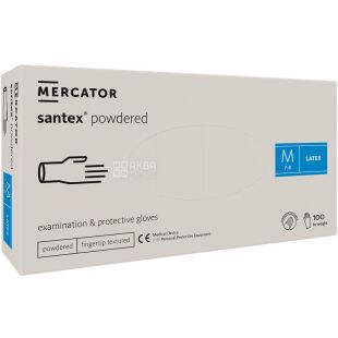 Mercator Santex, 100 шт., Розмір M, Меркатор, Рукавички нестерильні, латексні, припудрені, в асортименті