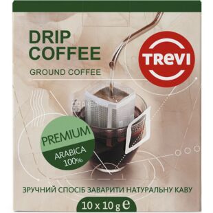 Trevi Premium, 10 шт. x 10 г, Кава мелена, Арабіка, дріп пакет, середнього обсмаження