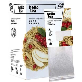 Hello tea, 20 шт., Хэллоу ти, Цветочно-ягодный чай, Липа-Бузина в фильтр-пакетах