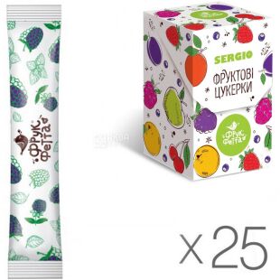 ФрукФетта, Упаковка 25 шт. х 20 г, Батончик фруктовый, Ежевика-мята