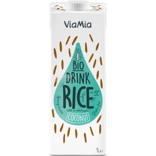 Via Mia Rice Drink with Coconut, 1 л, ВіаМіа, Напій рисовий з кокосом, органічний, без глютена та цукру