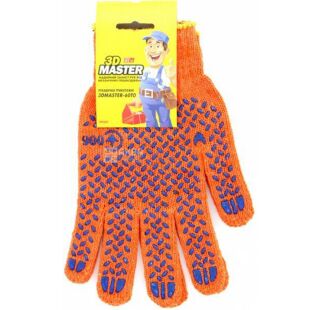 3D Master, 1 пара, Розмір L/ХL, Рукавички робочі, з покриттям ПВХ, помаранчеві