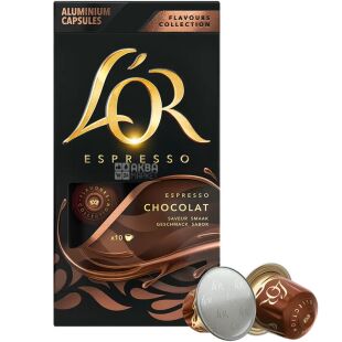 L'OR Espresso Chocolat, 10 шт., Кофе в капсулах, Эспрессо с шоколадным вкусом